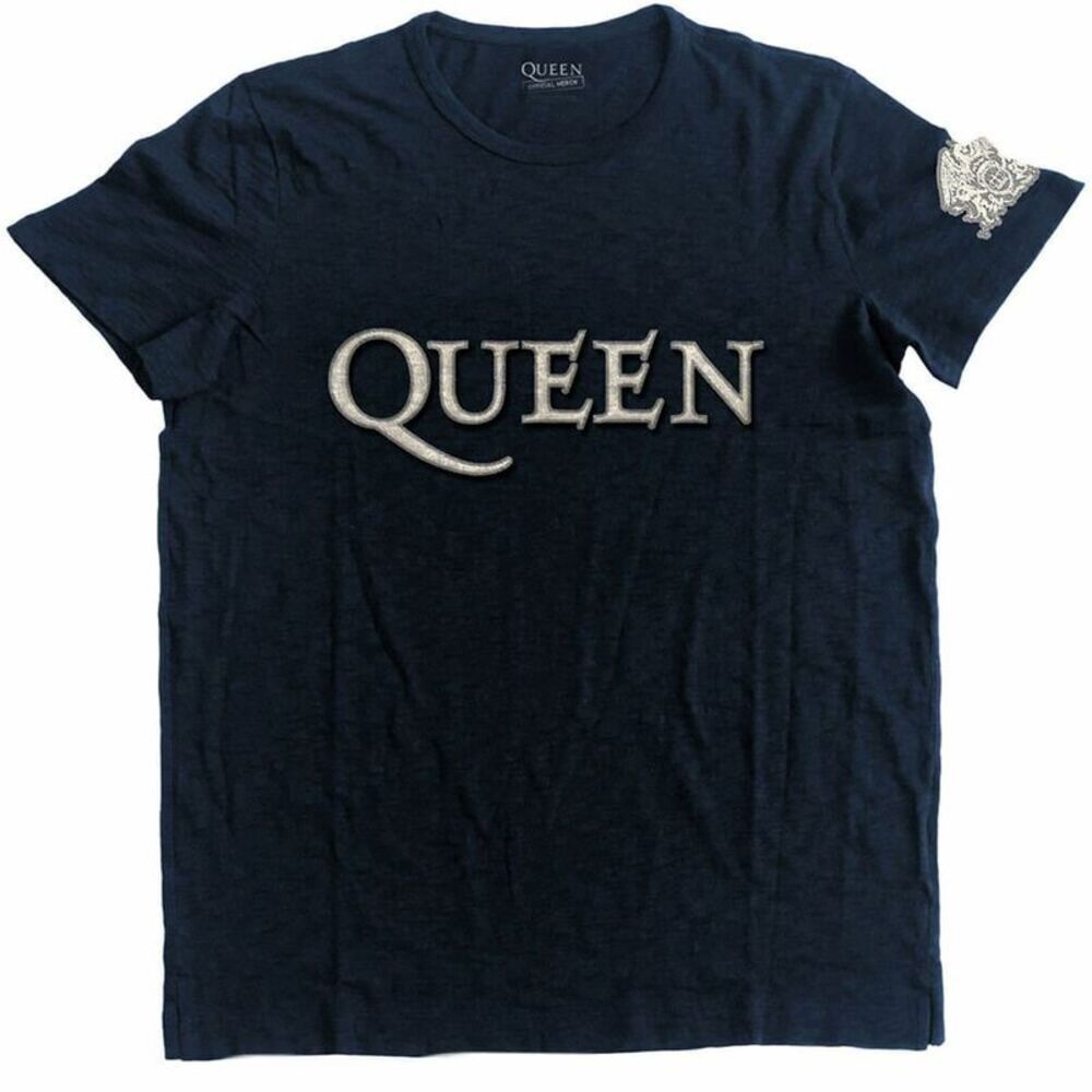 Queen Unisex Adult Appliqué Logo T-Shirt / Navy Blue